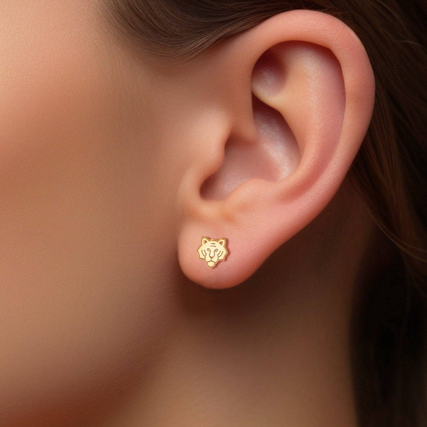 Tiger Earrings Dainty