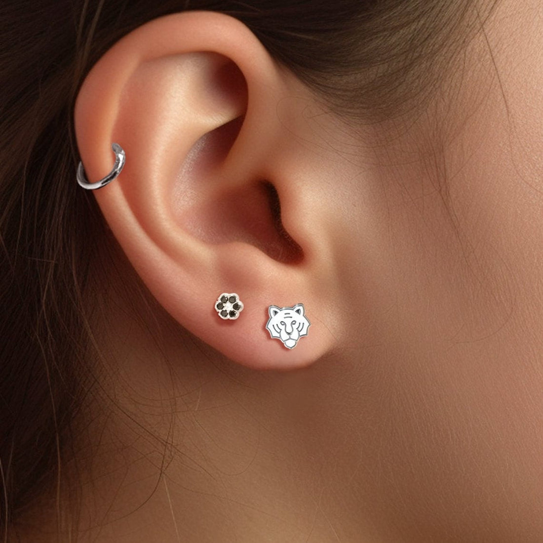Tiger Earrings Dainty