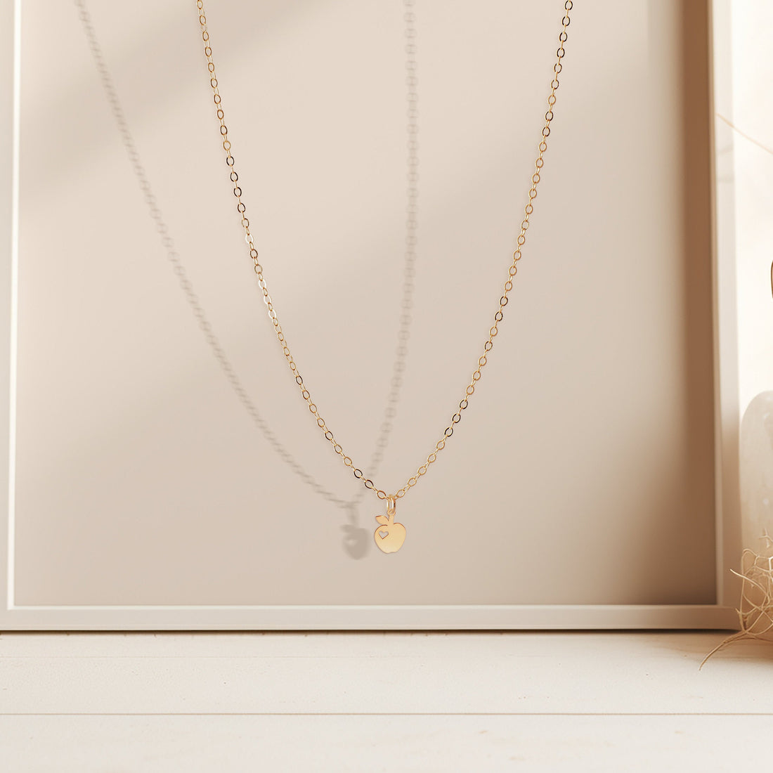 Apple Cutout Heart Pendant Necklace