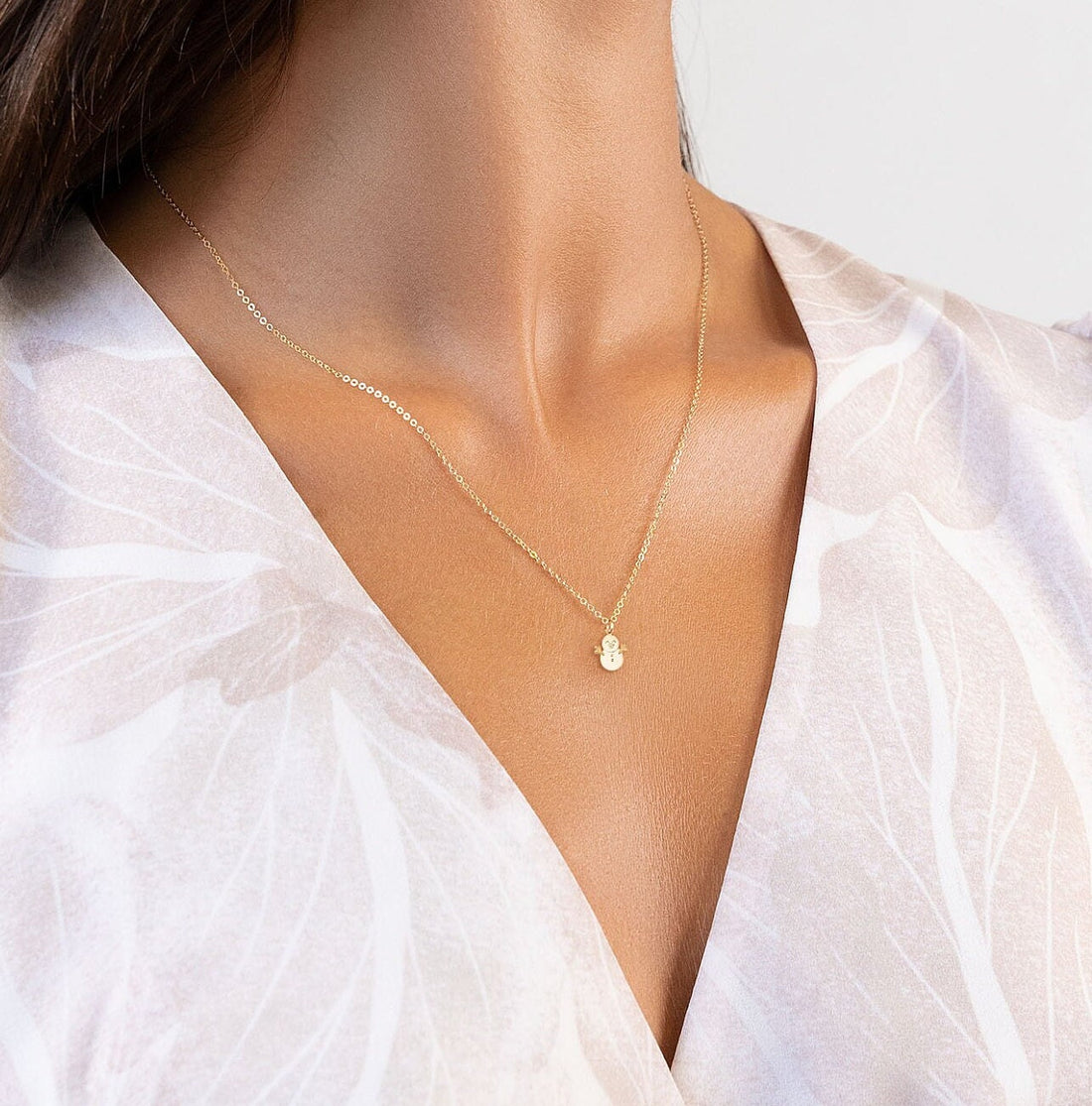 Snowman Pendant Cable Necklace