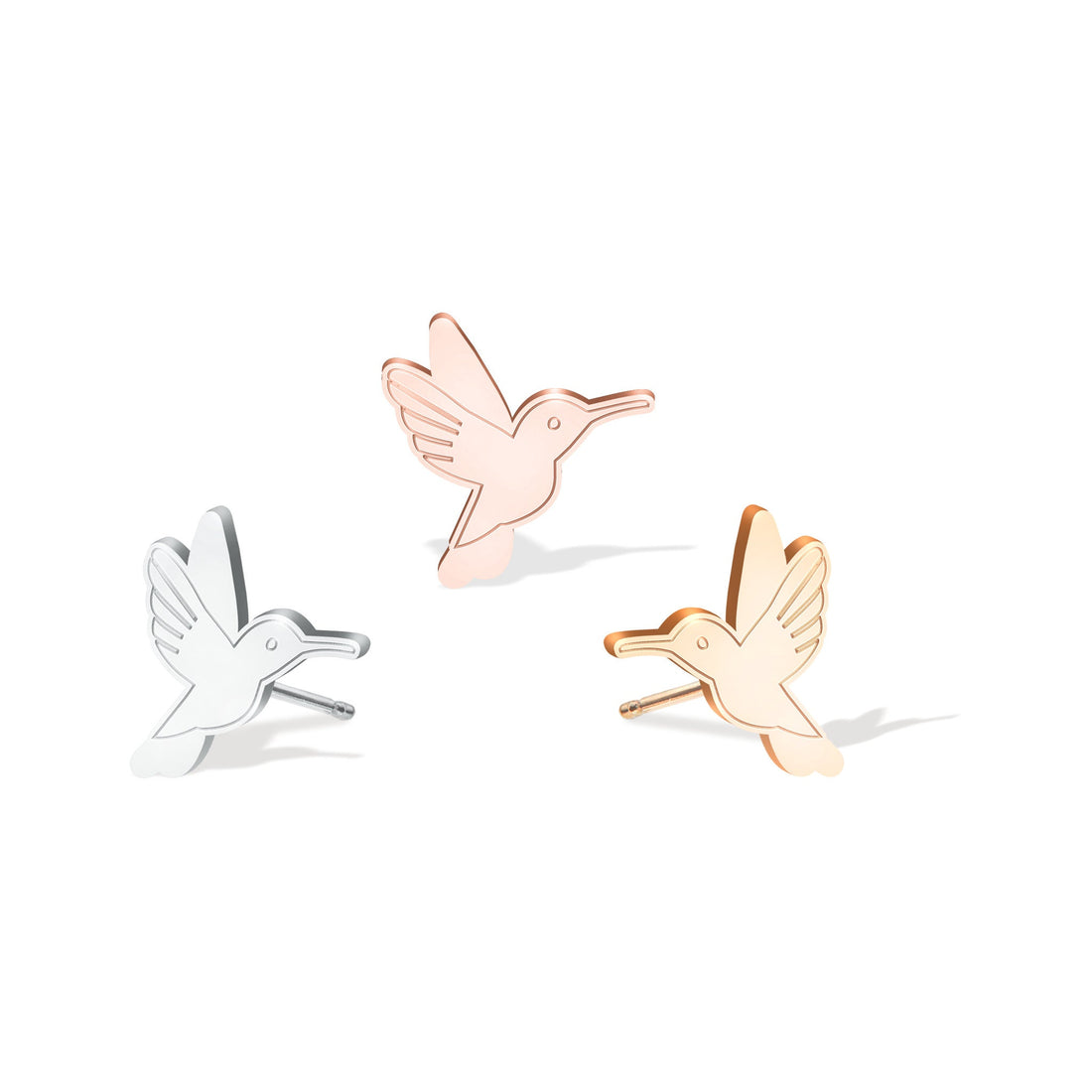 Hummingbird Charm Stud Earrings