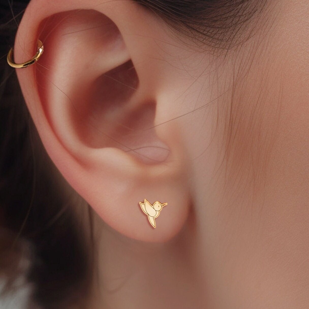 Hummingbird Earrings Gold