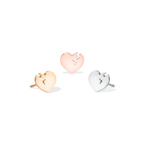Broken Heart Charm Stud Earrings