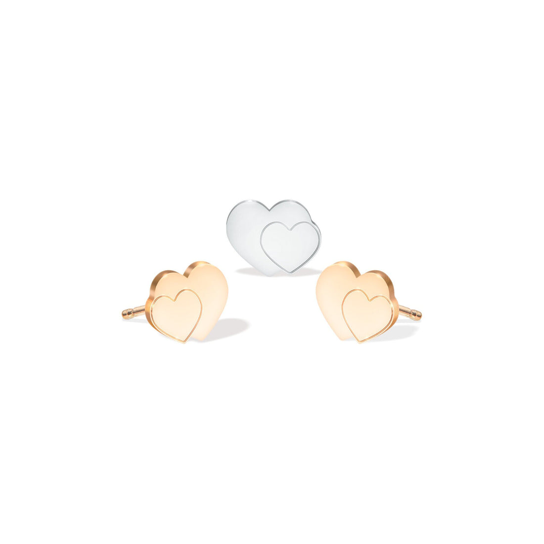 Double Heart Stud Earrings