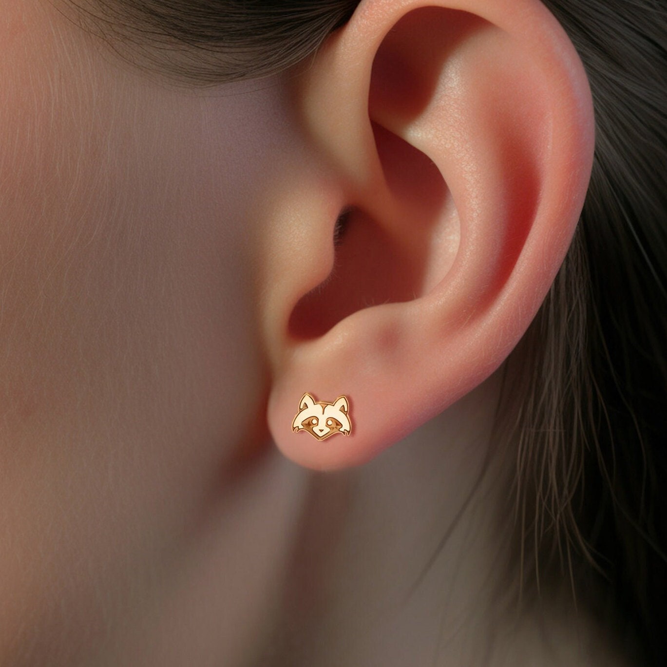 Raccoon Earrings Dainty