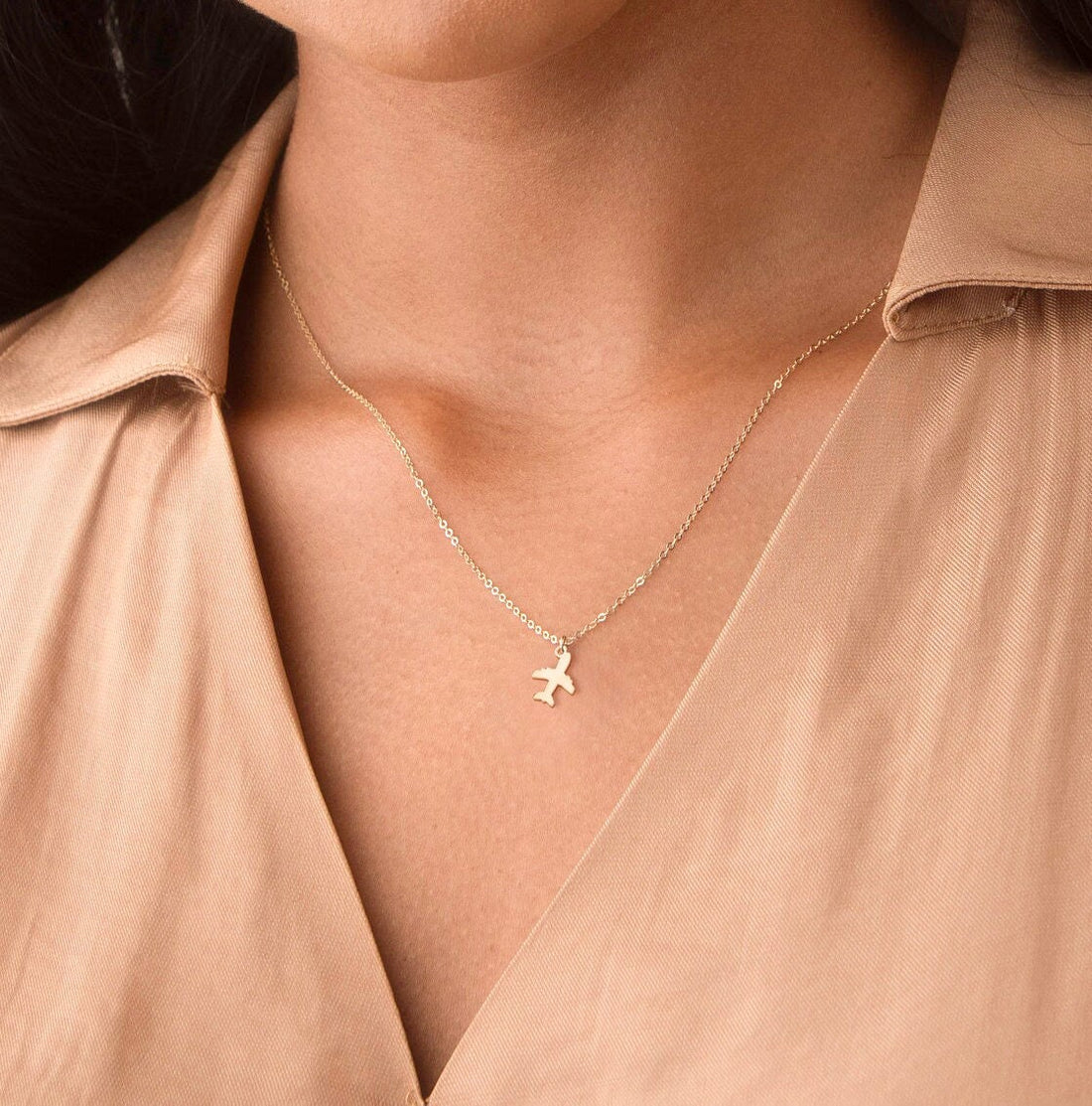 Airplane Pendant Cable Necklace