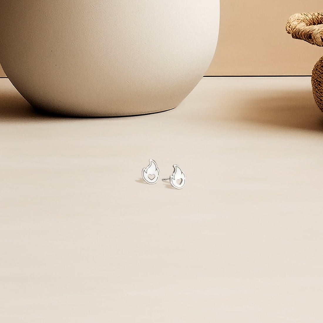 Flame Heart Stud Earrings