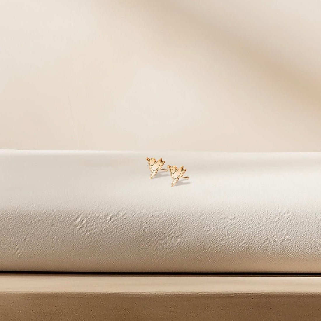 Cute Hummingbird Gold Stud Earrings