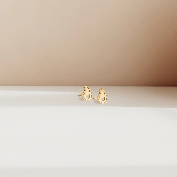 Earring Heart Flame Charm Stud Earrings