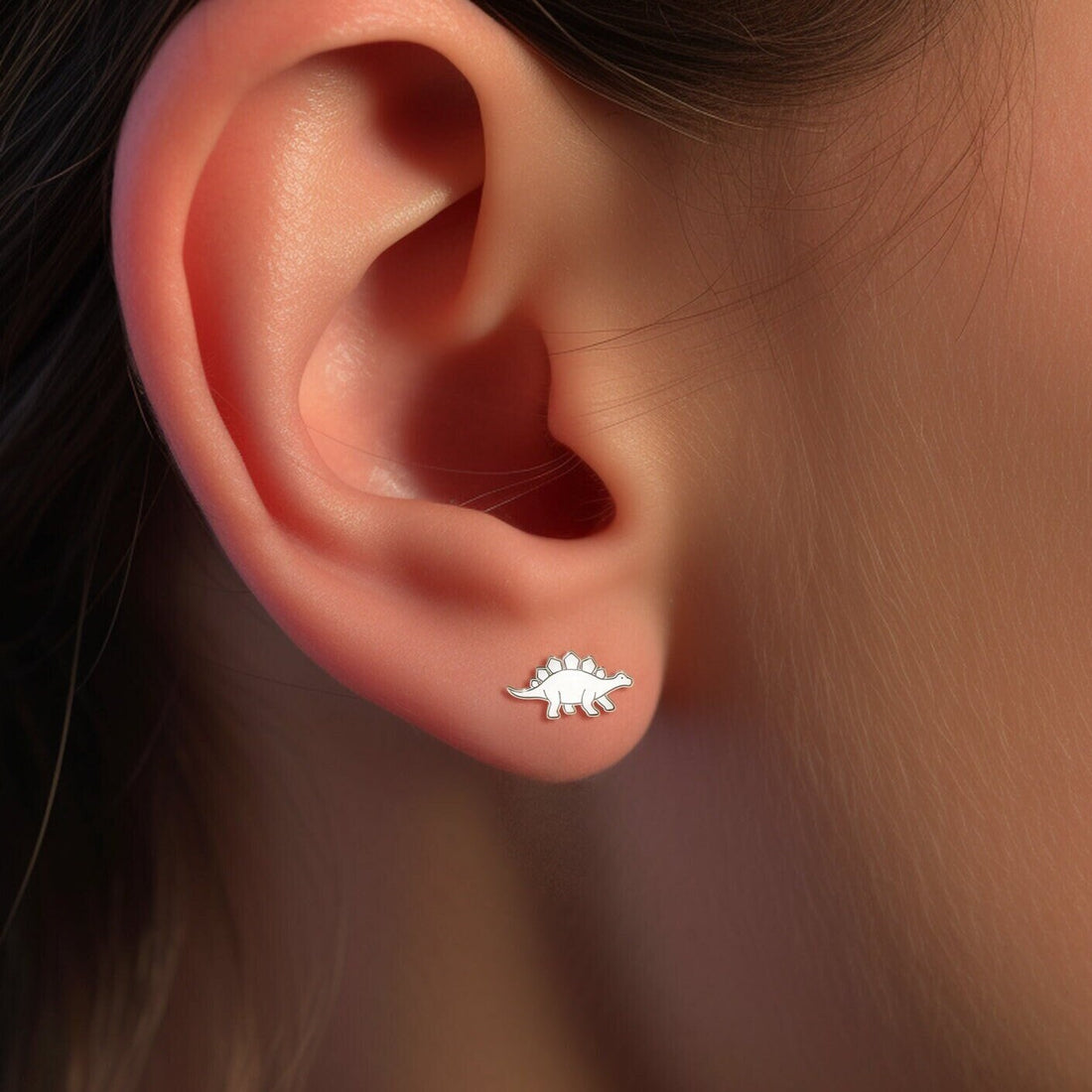 Stegosaurus Dinosaur Charm Stud Earrings