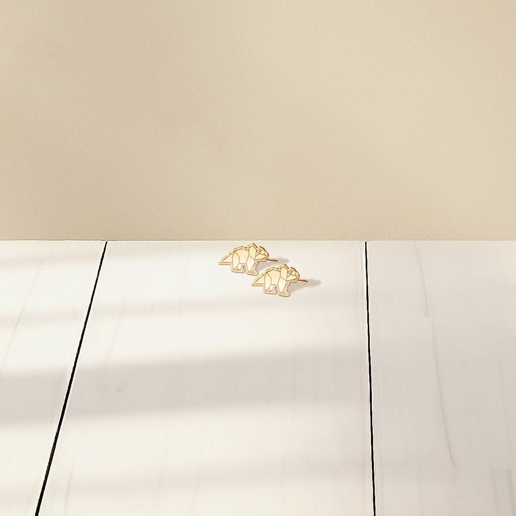 Origami Triceratops Earring