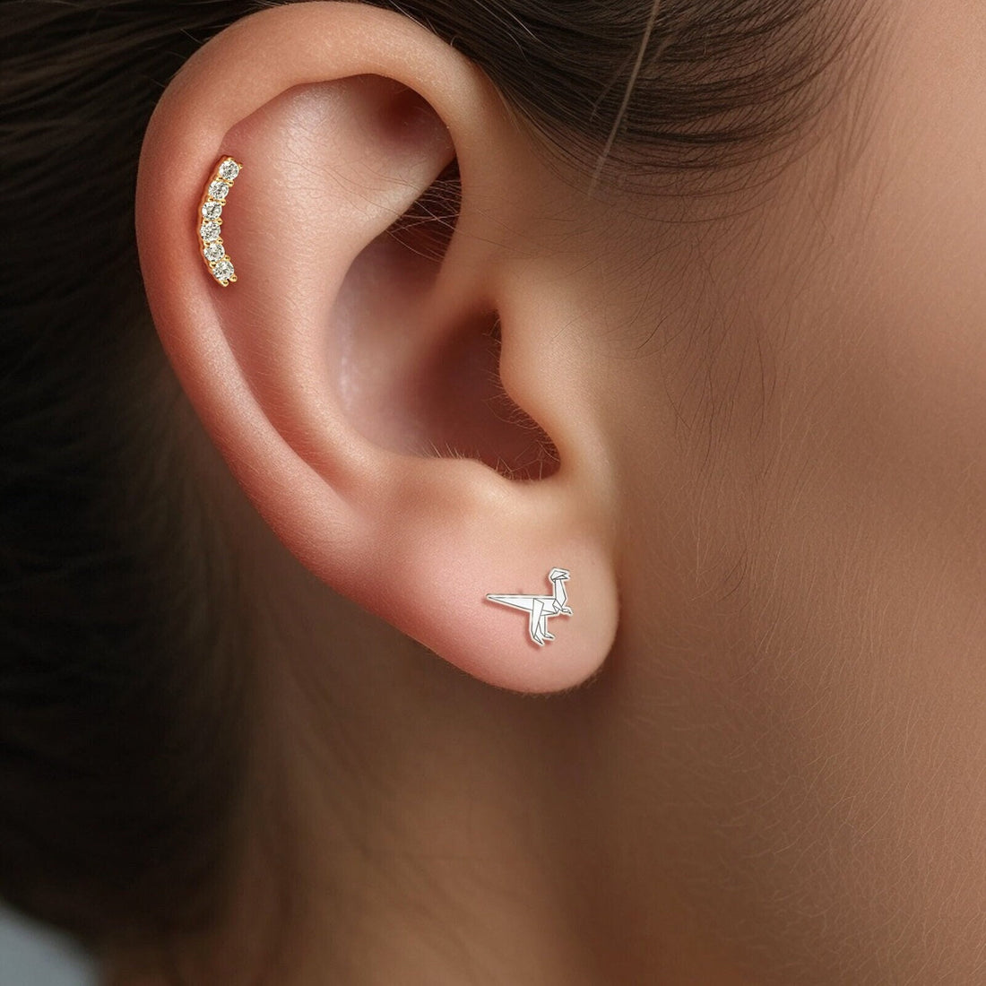 Origami Velociraptor Earring