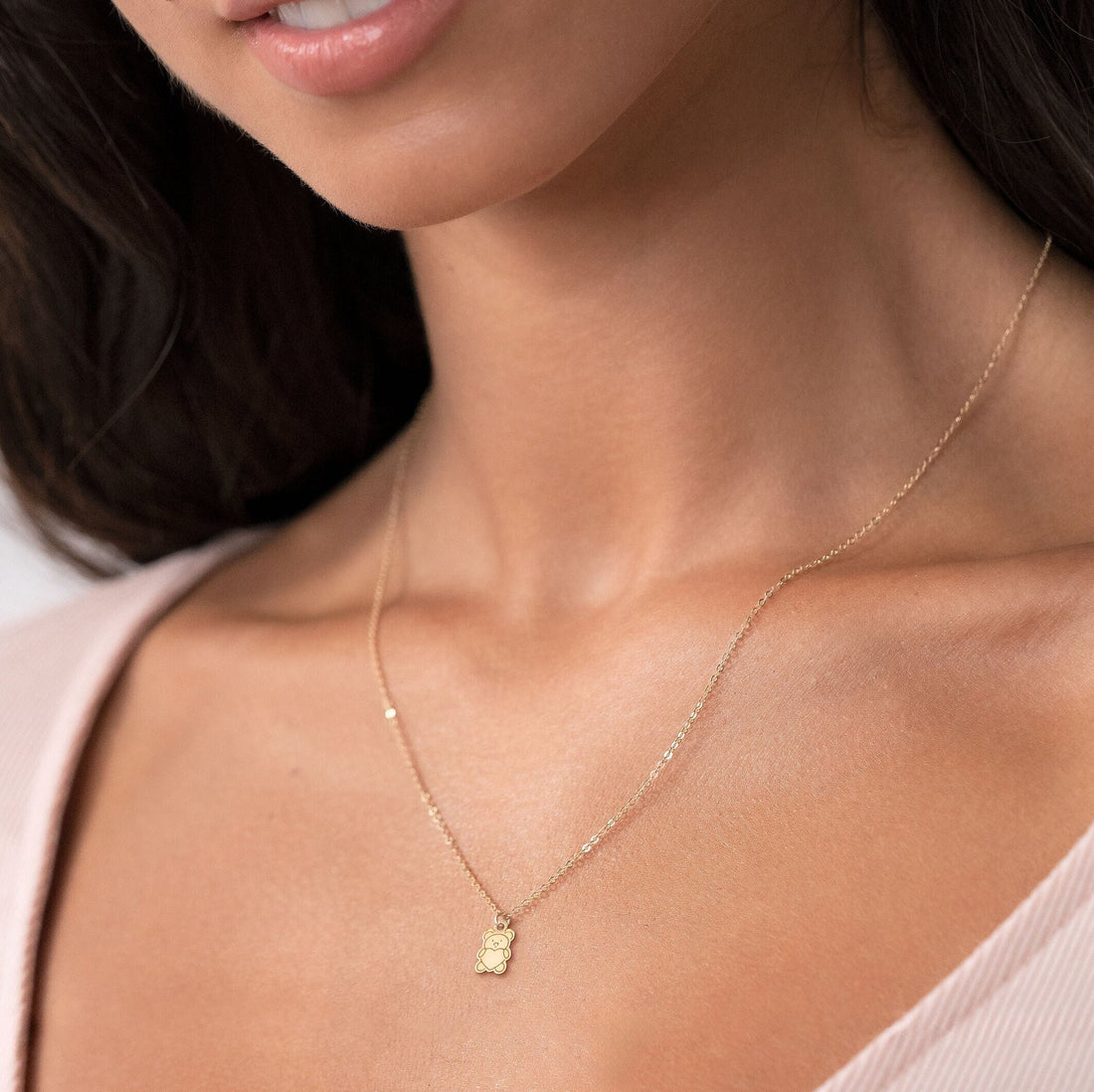Cute Teddy Bear Charm Necklace