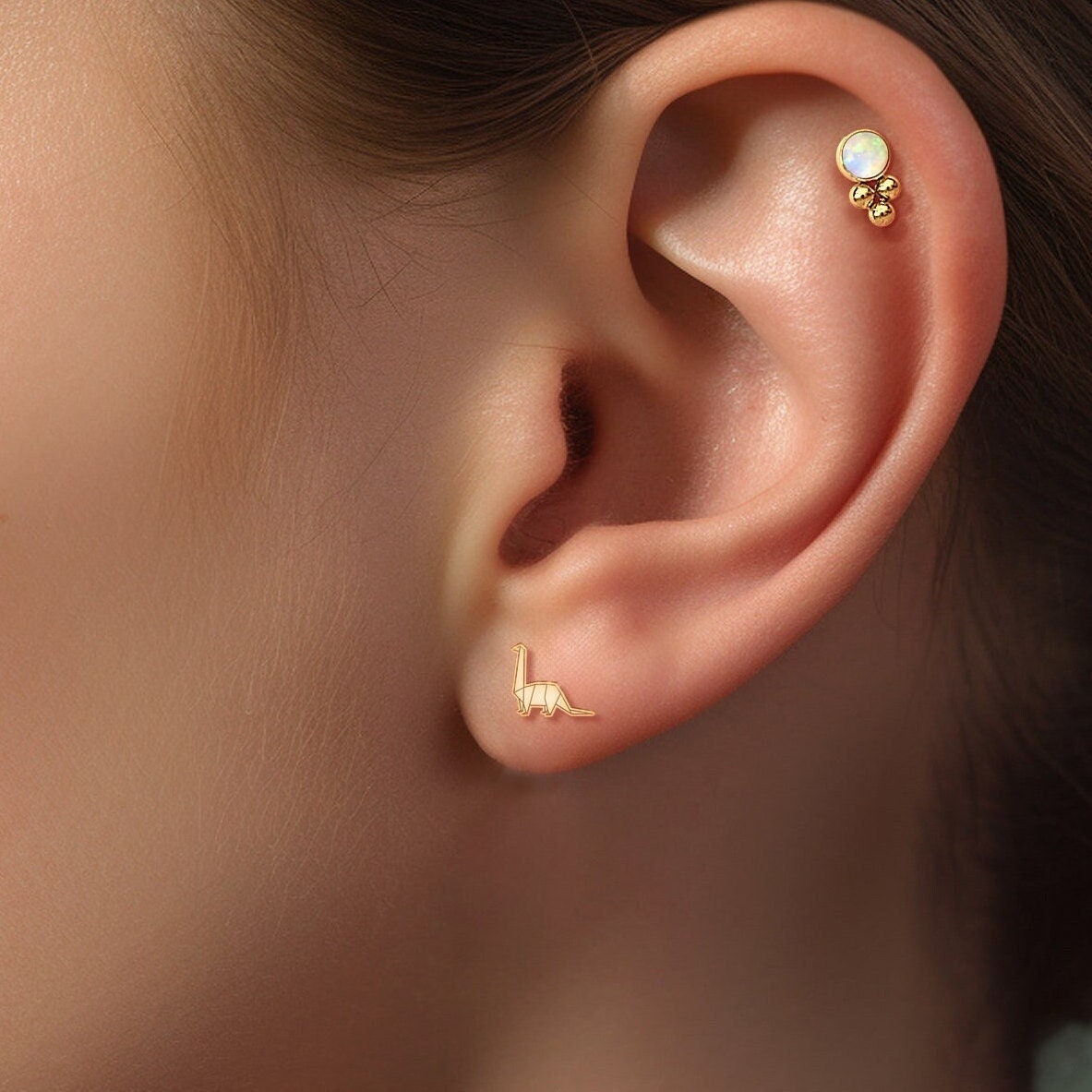 Origami Brachiosaurus Stud Earrings