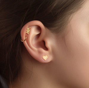 Heart Charm Stud Earrings