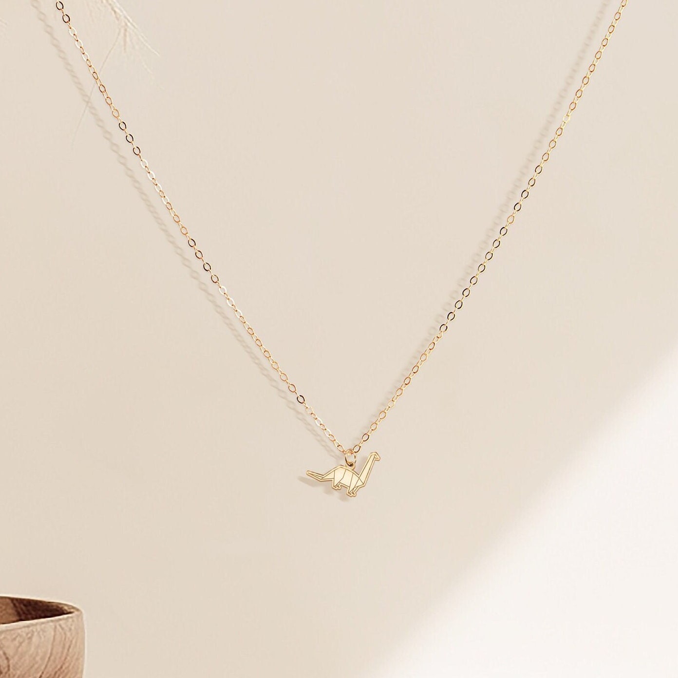 Origami Brachiosaurus Pendant Necklace