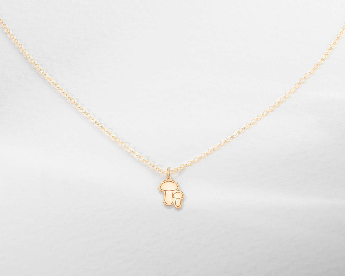Two Mushroom Pendant Necklace