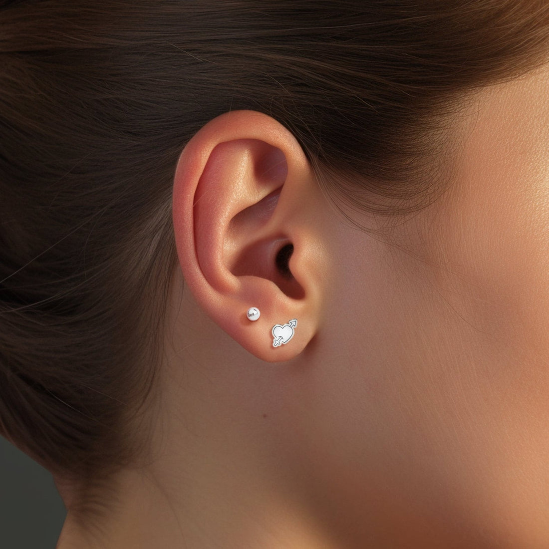 Cupid Heart Stud Earrings