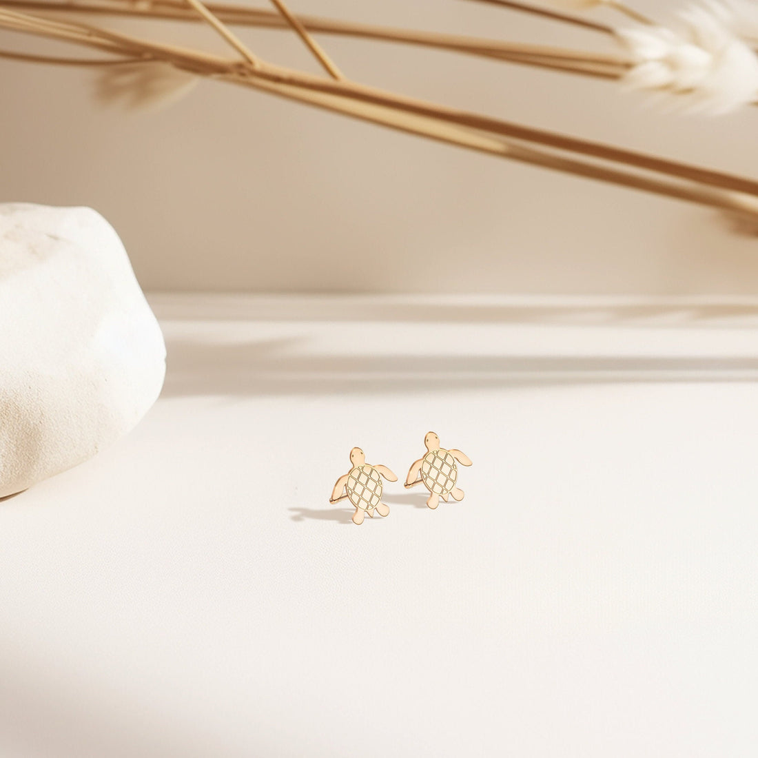 Sea Turtle Charm Stud Earrings