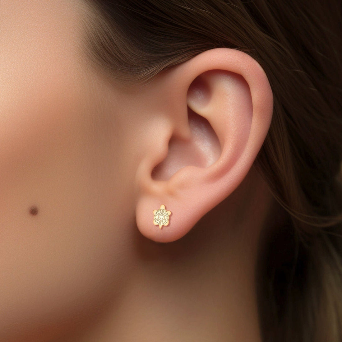Turtle Charm Stud Earrings
