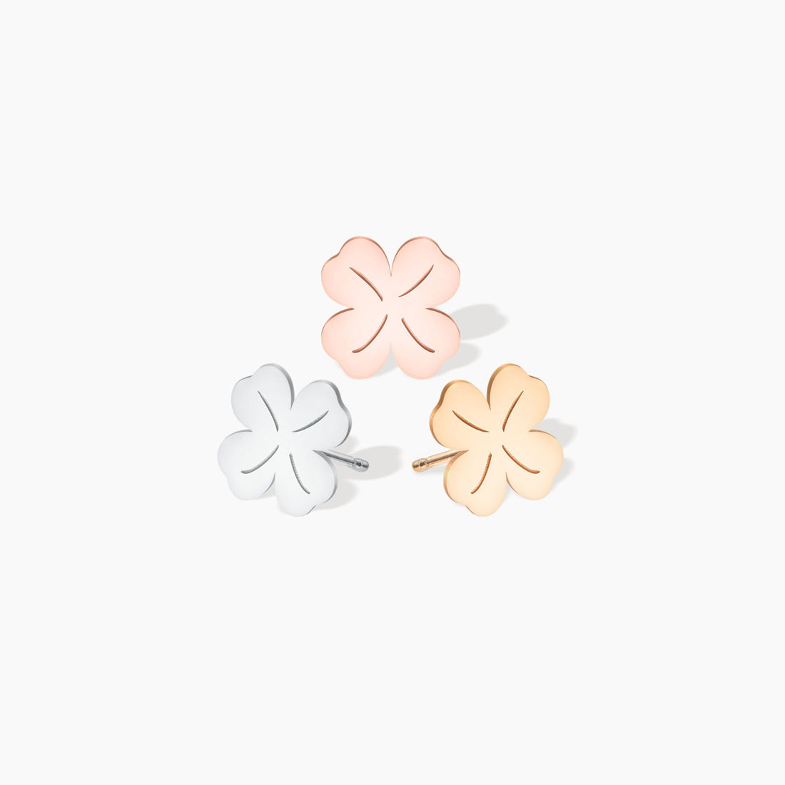 Four Leaf Clover Charm Stud Earrings