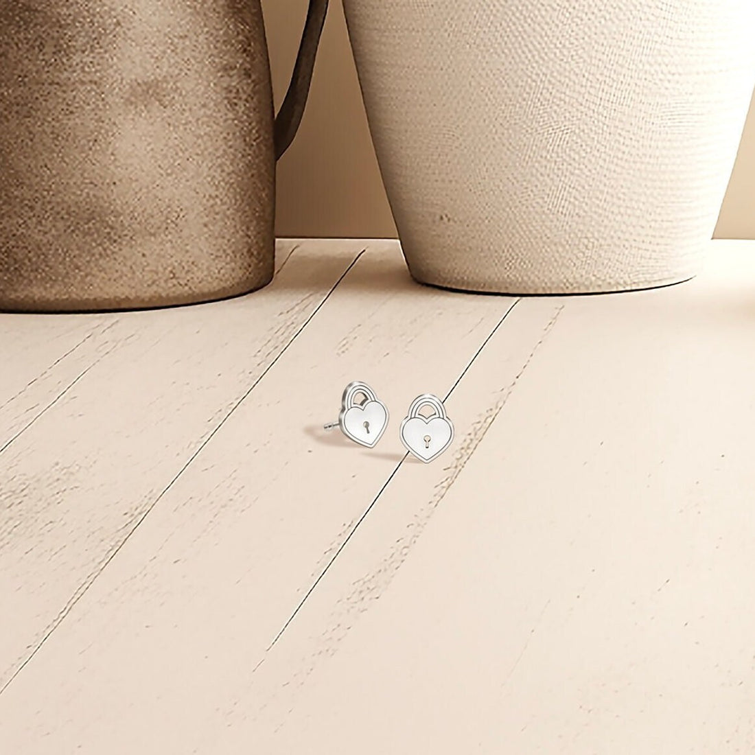 Heart Lock Stud Earrings