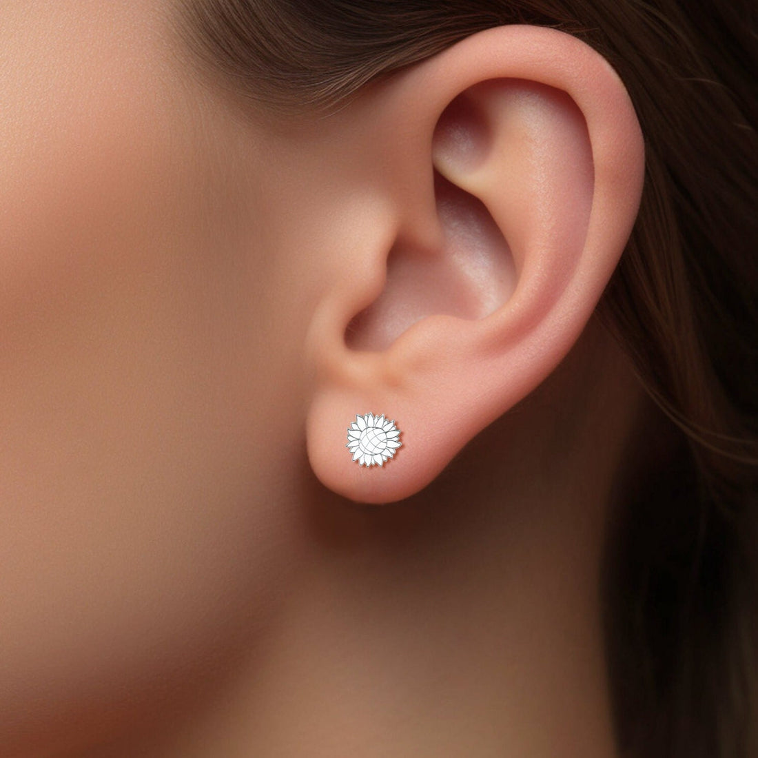 Sunflower Charm Stud Earrings