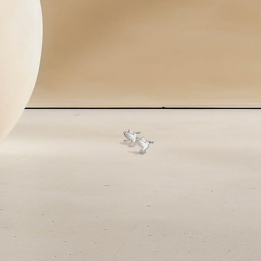Gold Dainty Hummingbird Charm Stud Earrings
