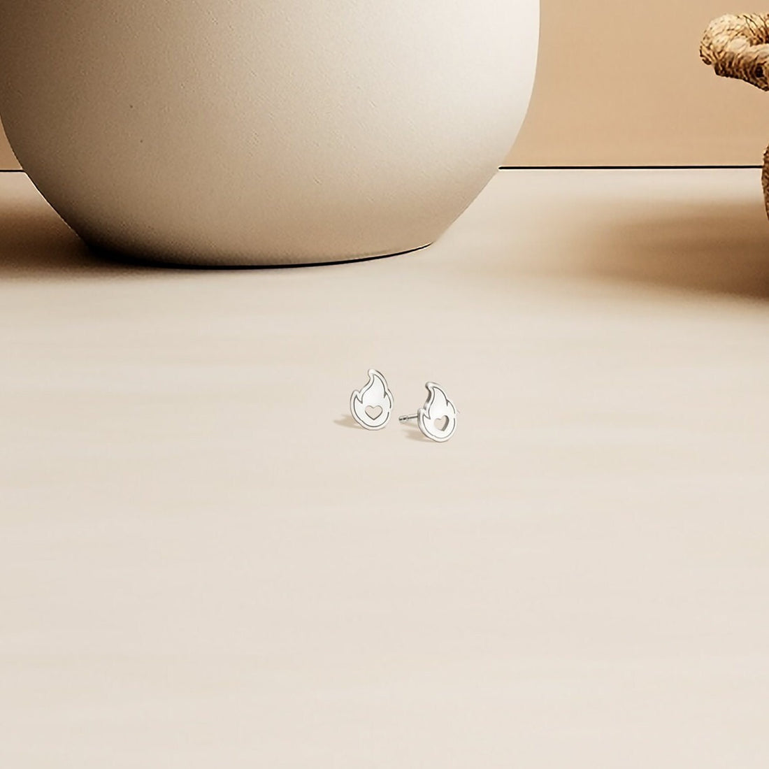 Heart Flame Stud Earrings