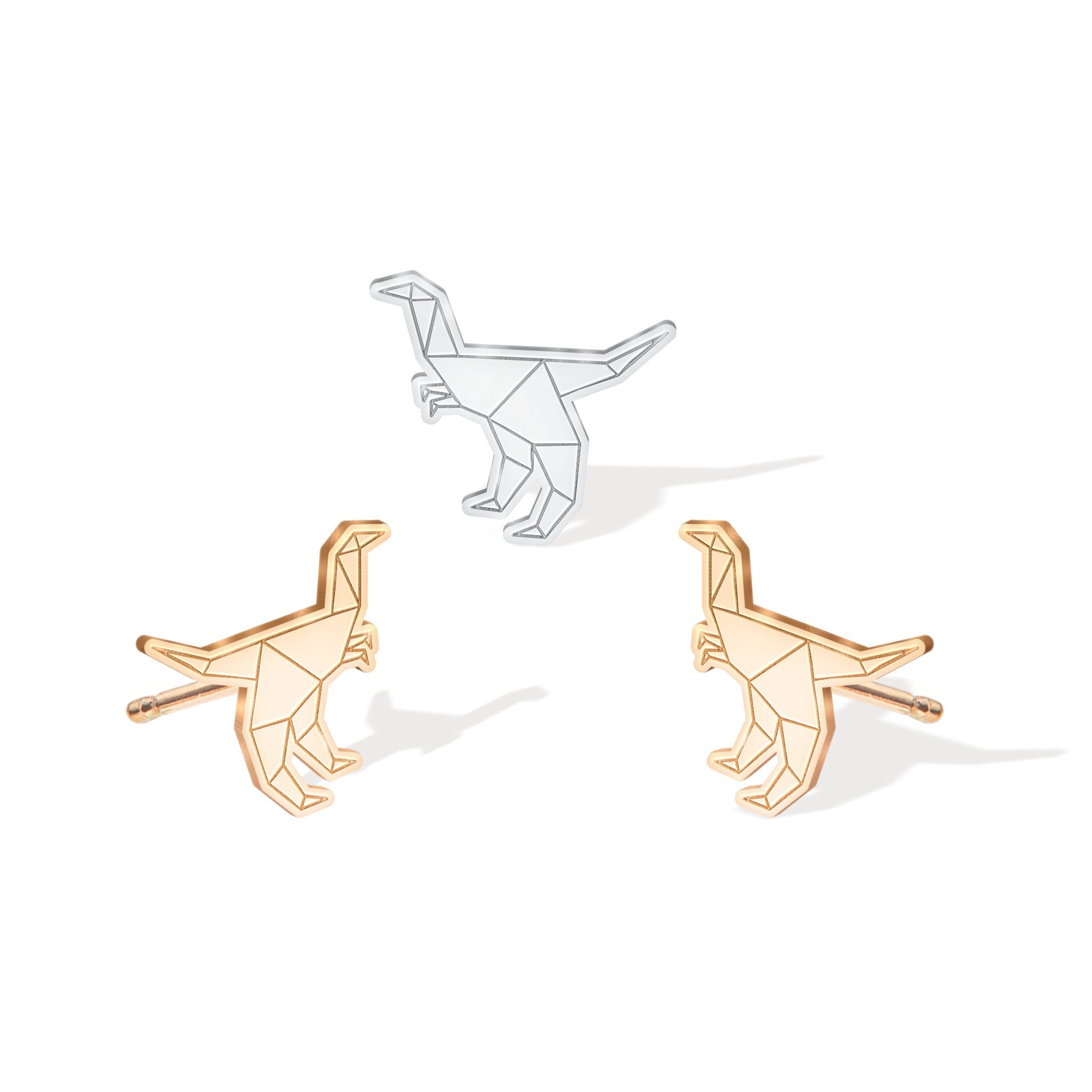 Origami Dromaeosaurus Stud Earrings
