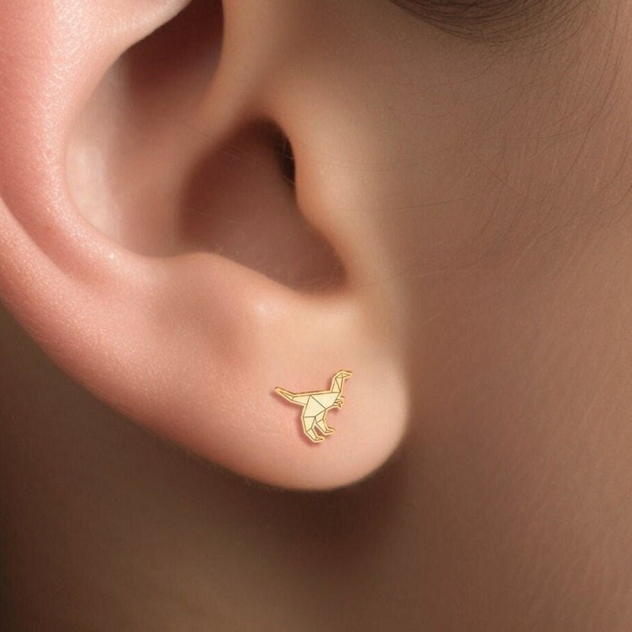 Origami Dromaeosaurus Earring