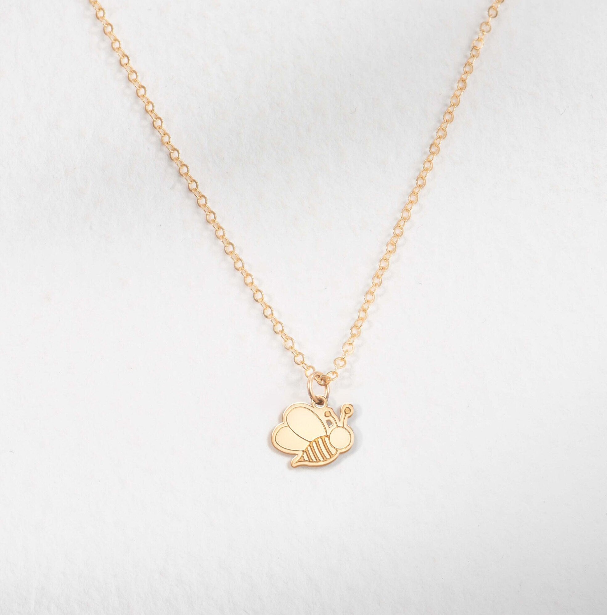 Winged Bee Charm Necklace