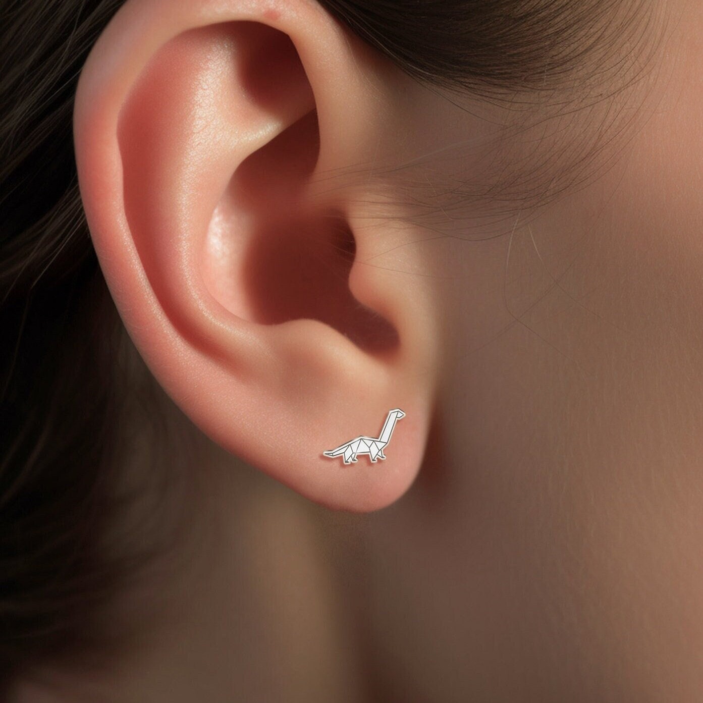 Origami Apatosaurus Stud Earrings