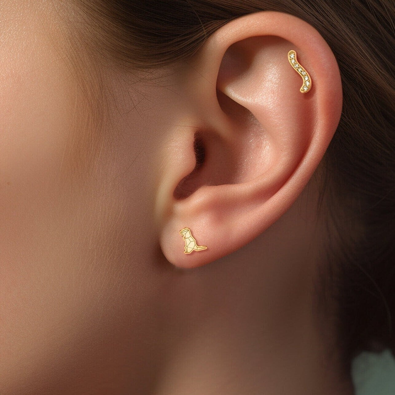 Origami T-Rex Stud Earrings
