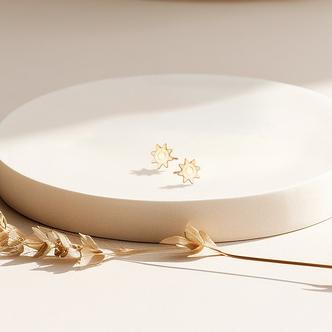 Sun Charm Stud Earrings