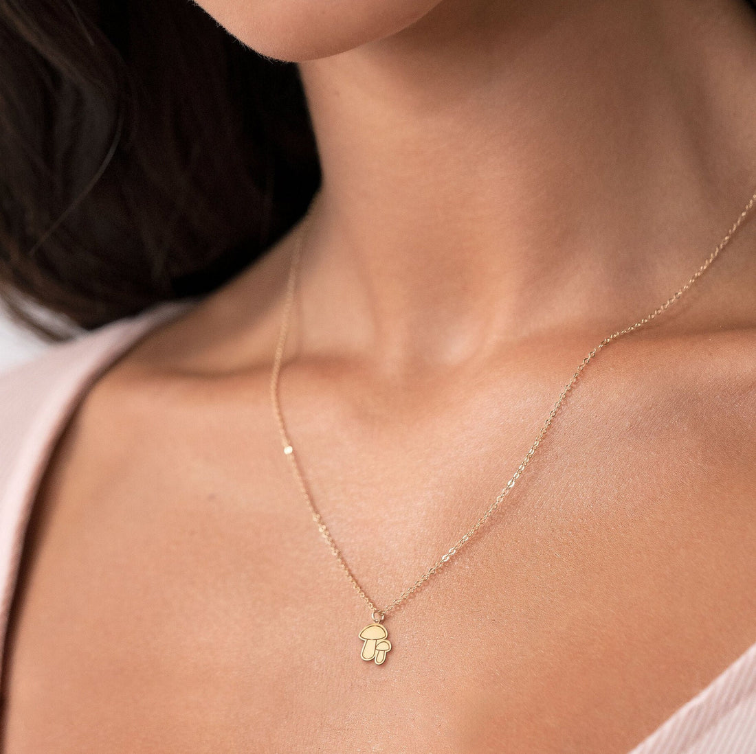 Two Mushroom Pendant Necklace