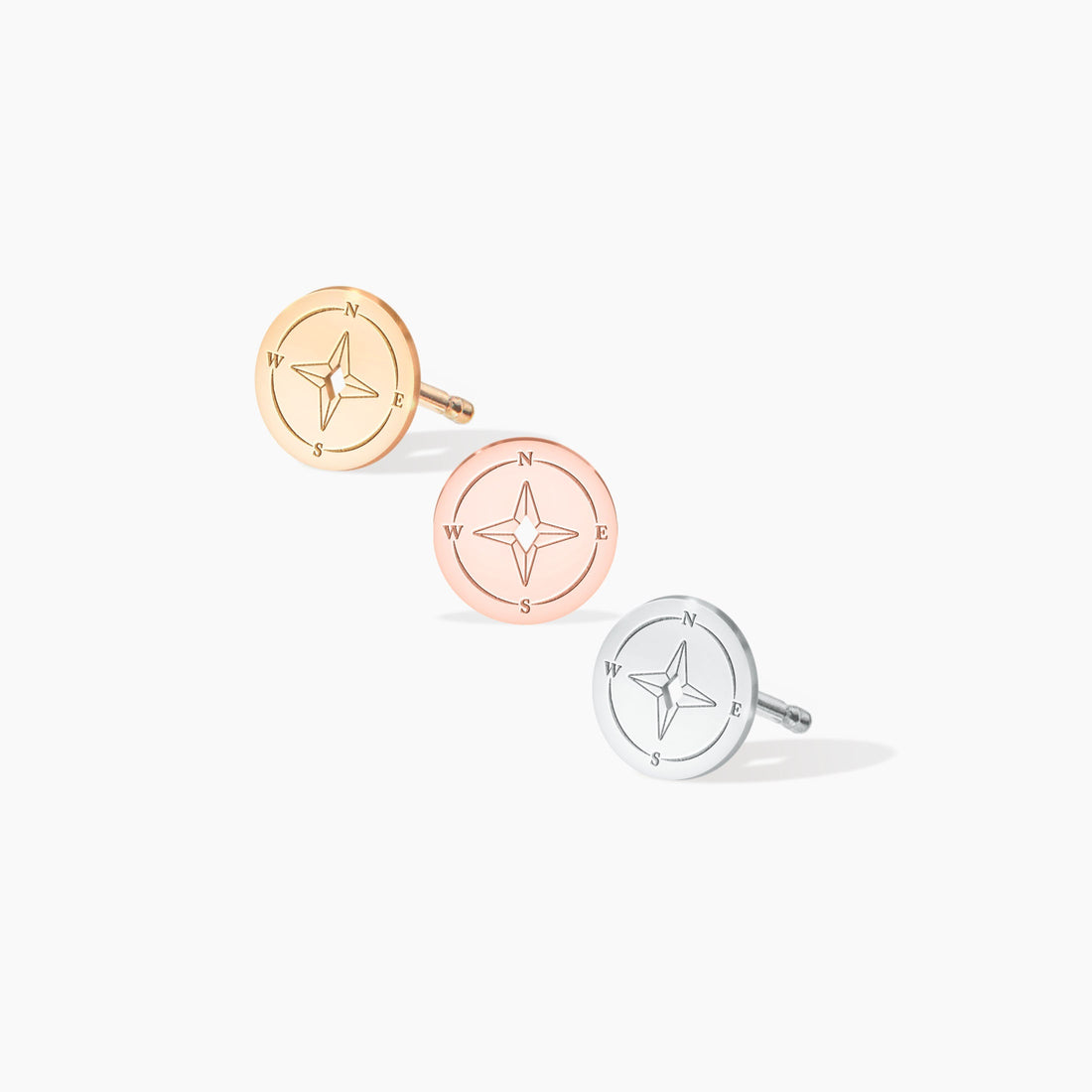 Compass Charm Stud Earrings