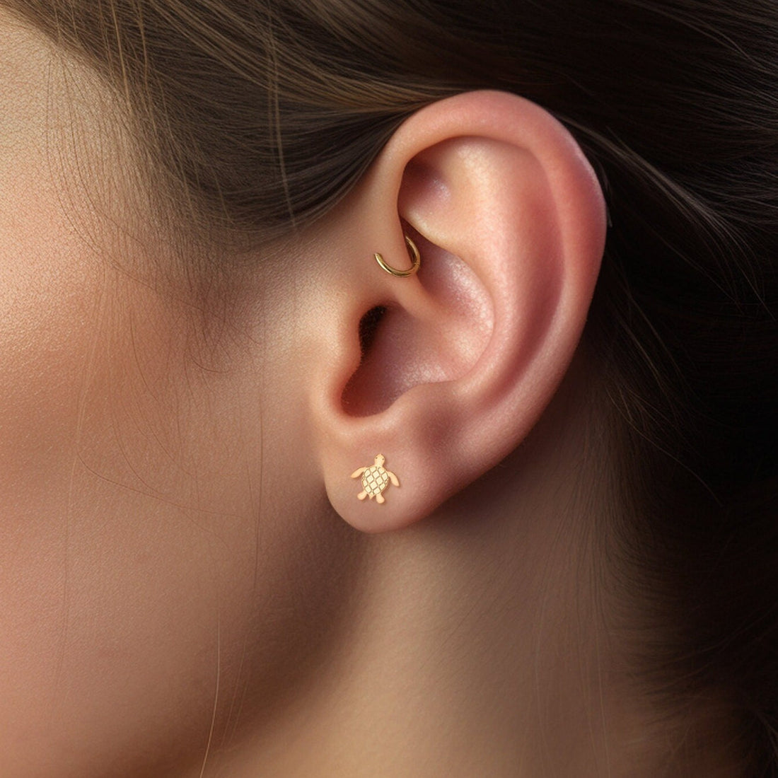 Sea Turtle Charm Stud Earrings