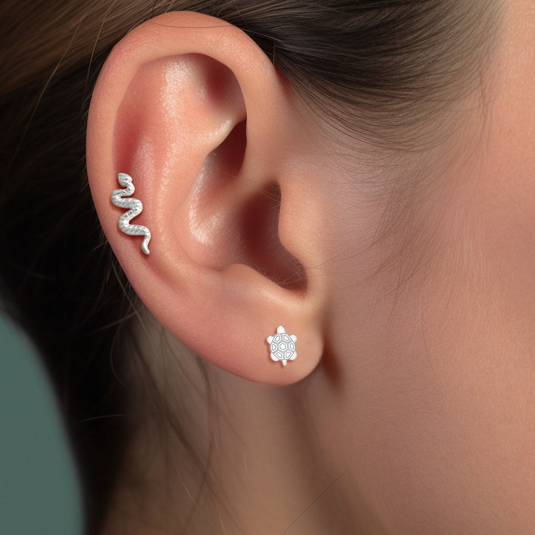 Turtle Charm Stud Earrings