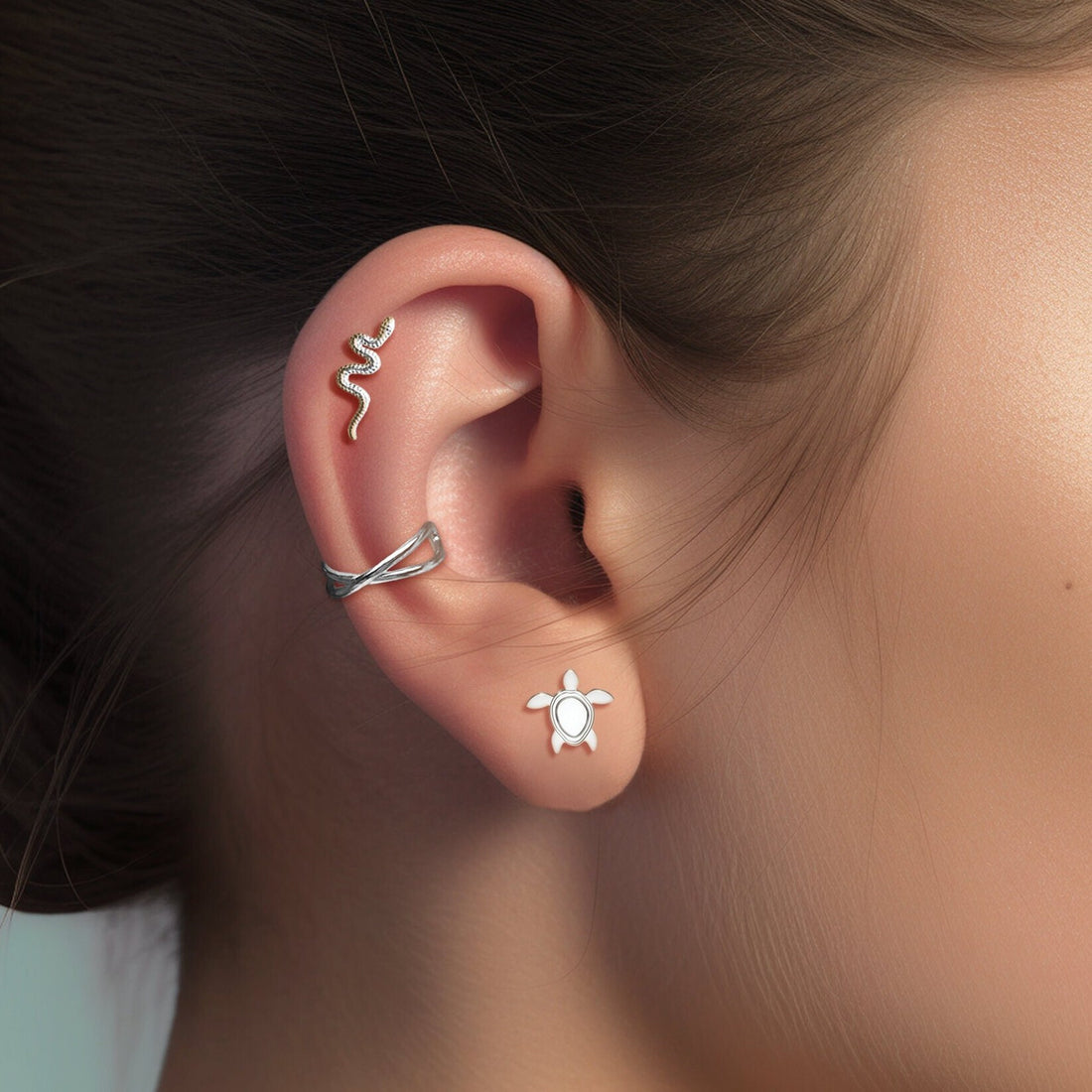 Turtle Charm Stud Earrings