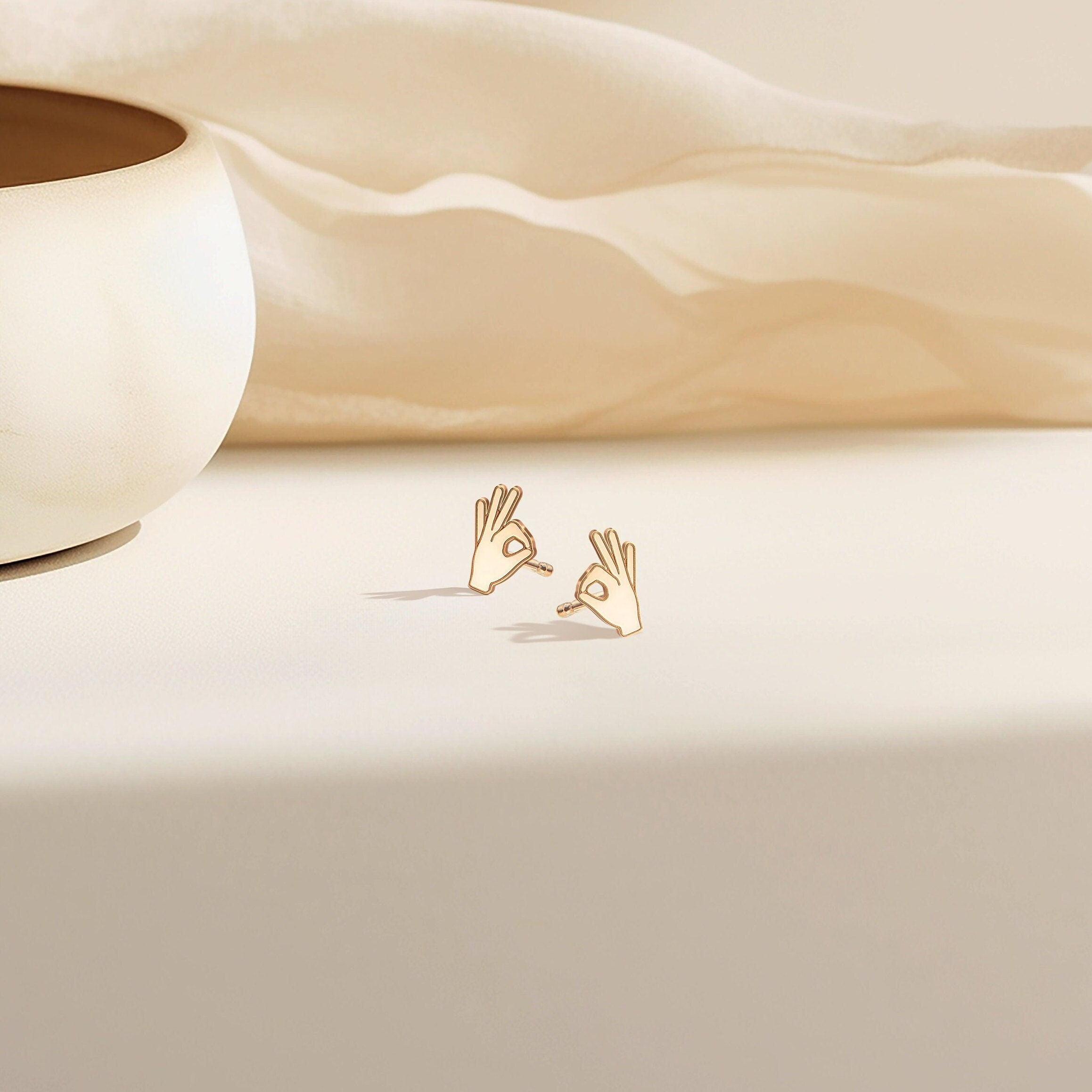OK Hand Stud Earrings
