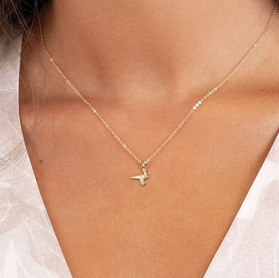 Mini Origami Velociraptor Dinosaur Necklace