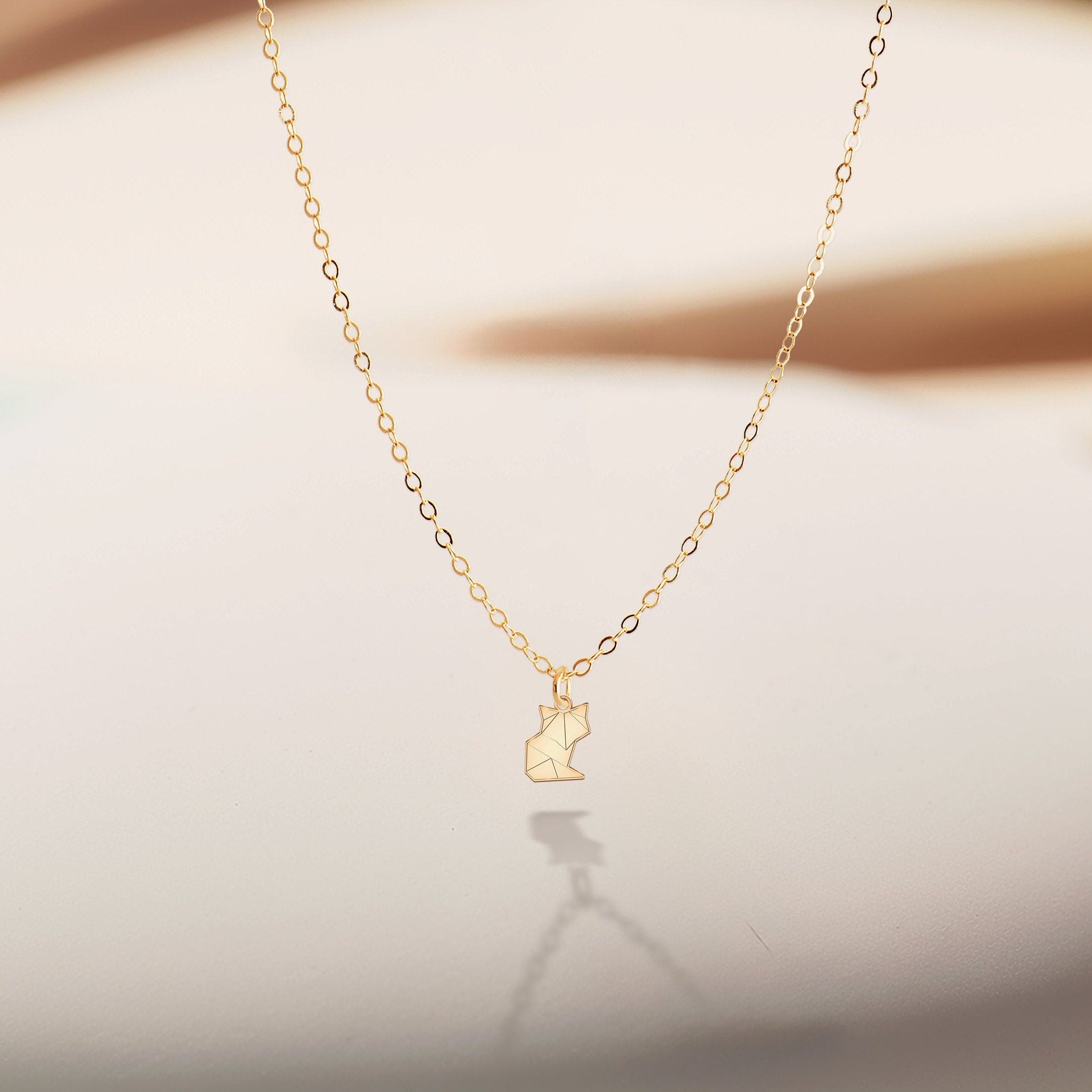 Origami Fox Pendant Necklace