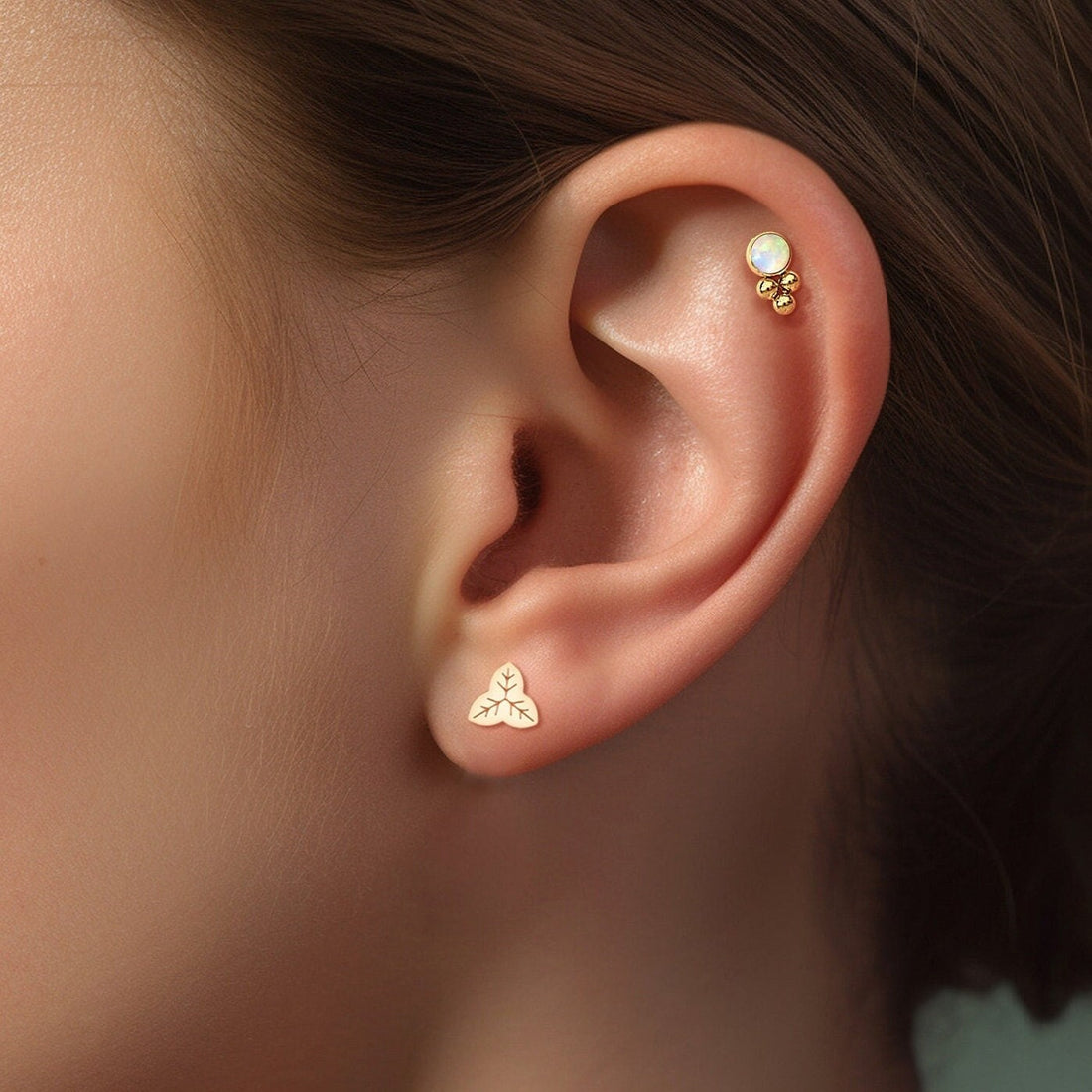 Four Leaf Clover Charm Stud Earrings
