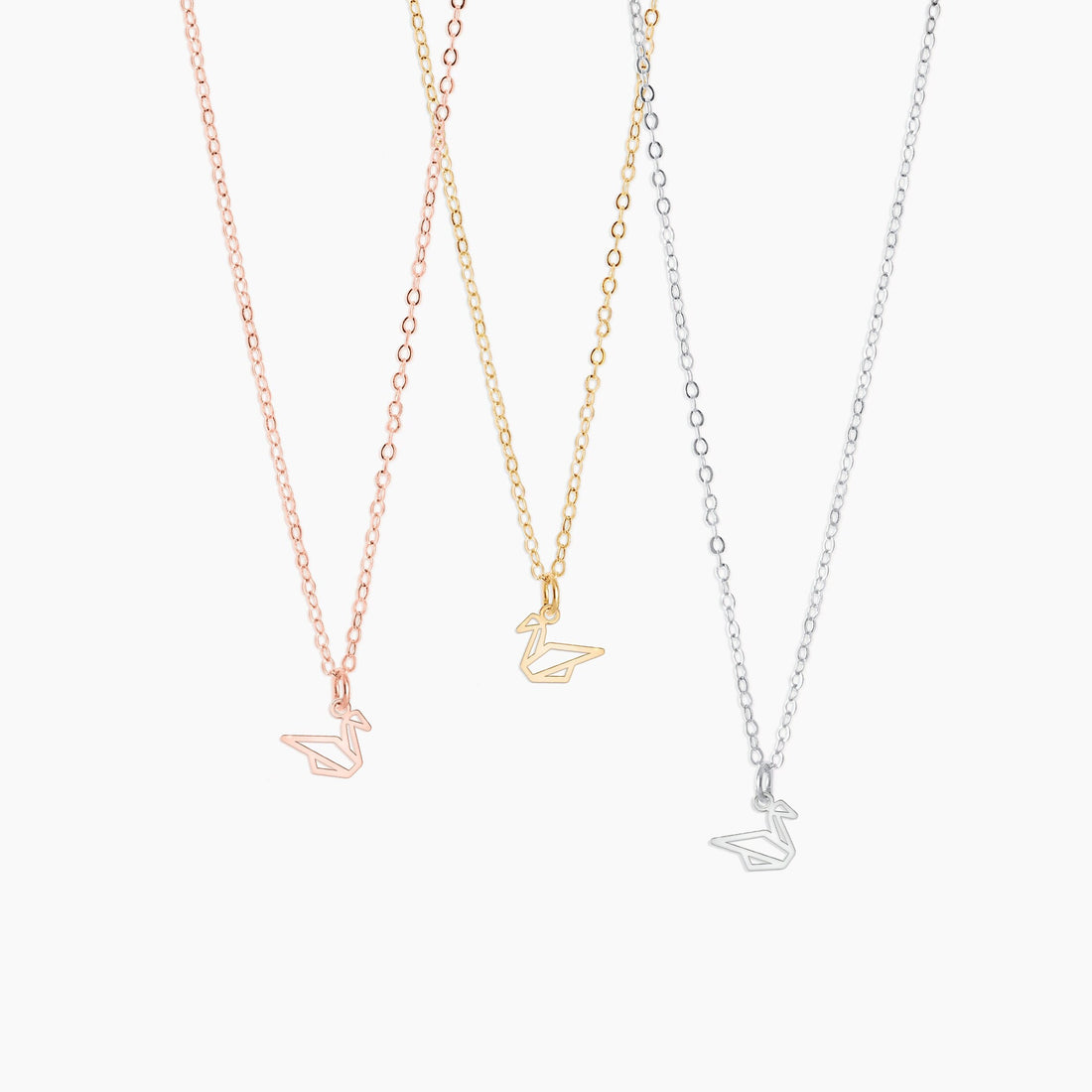 Origami Swan Cutout Pendant Necklace