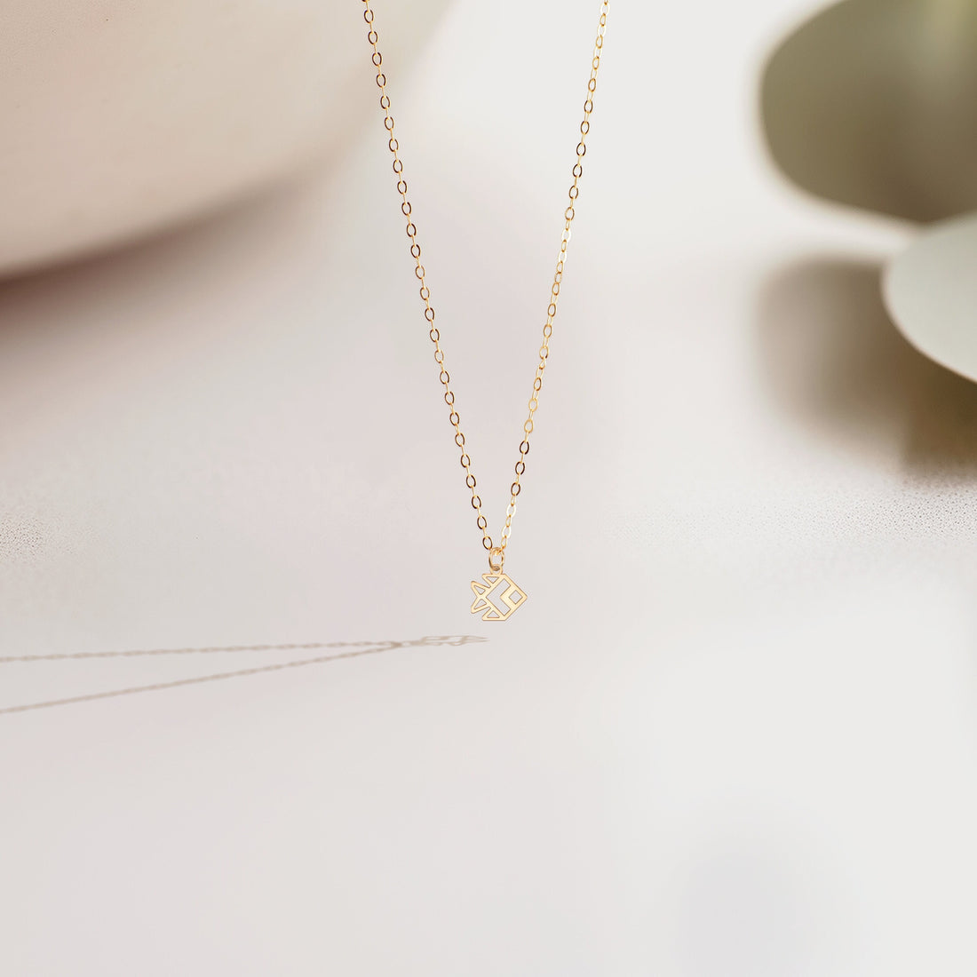 Origami Fish Cutout Pendant Necklace