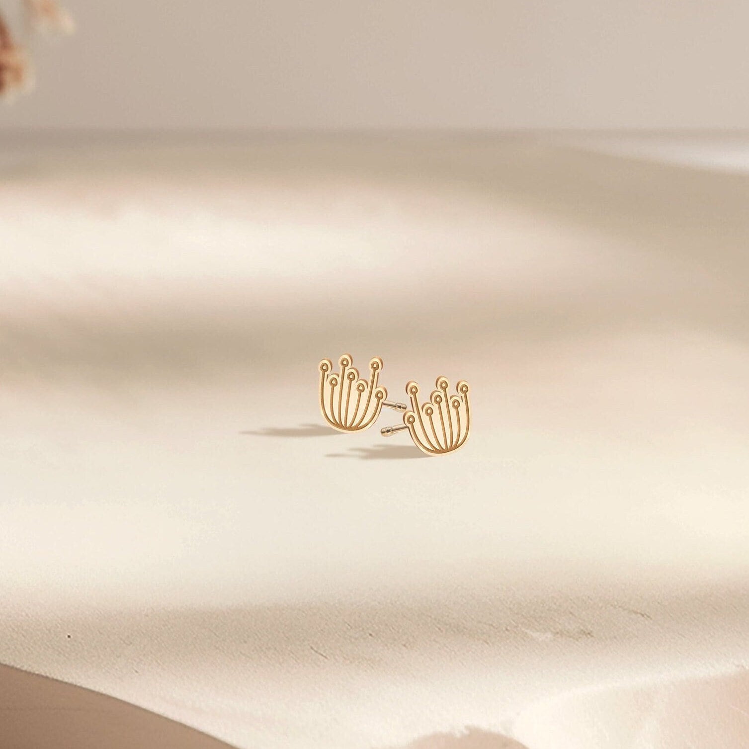 Enoki Mushroom Stud Earrings