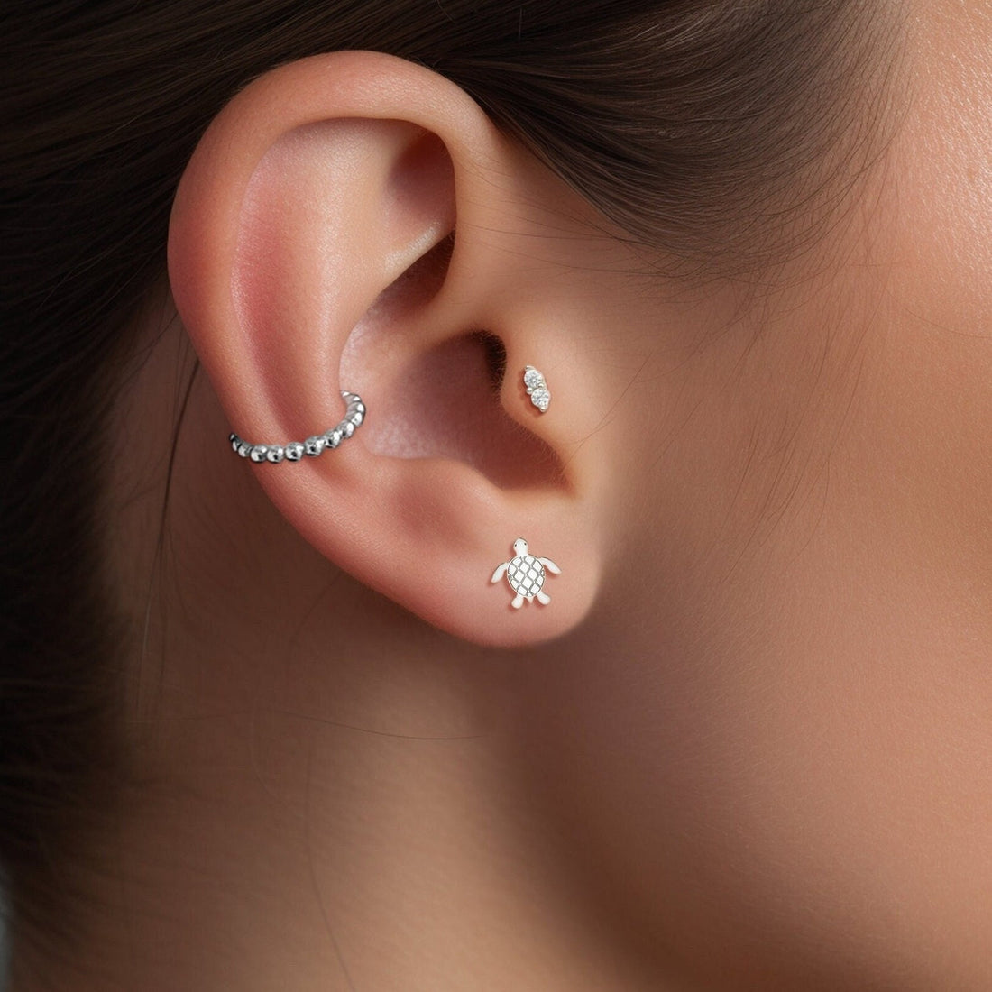 Sea Turtle Charm Stud Earrings