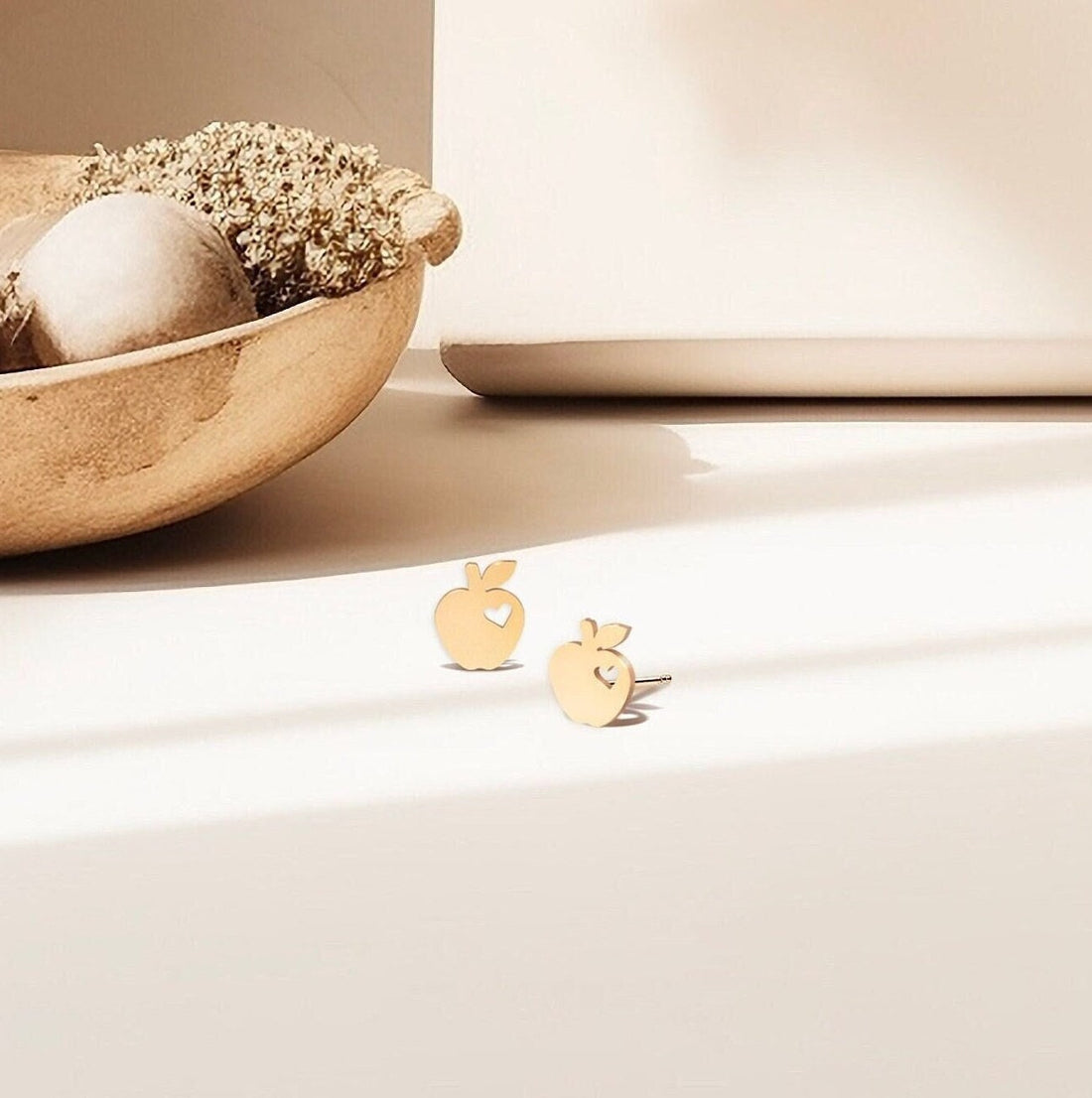 Apple Cutout Heart Stud Earrings
