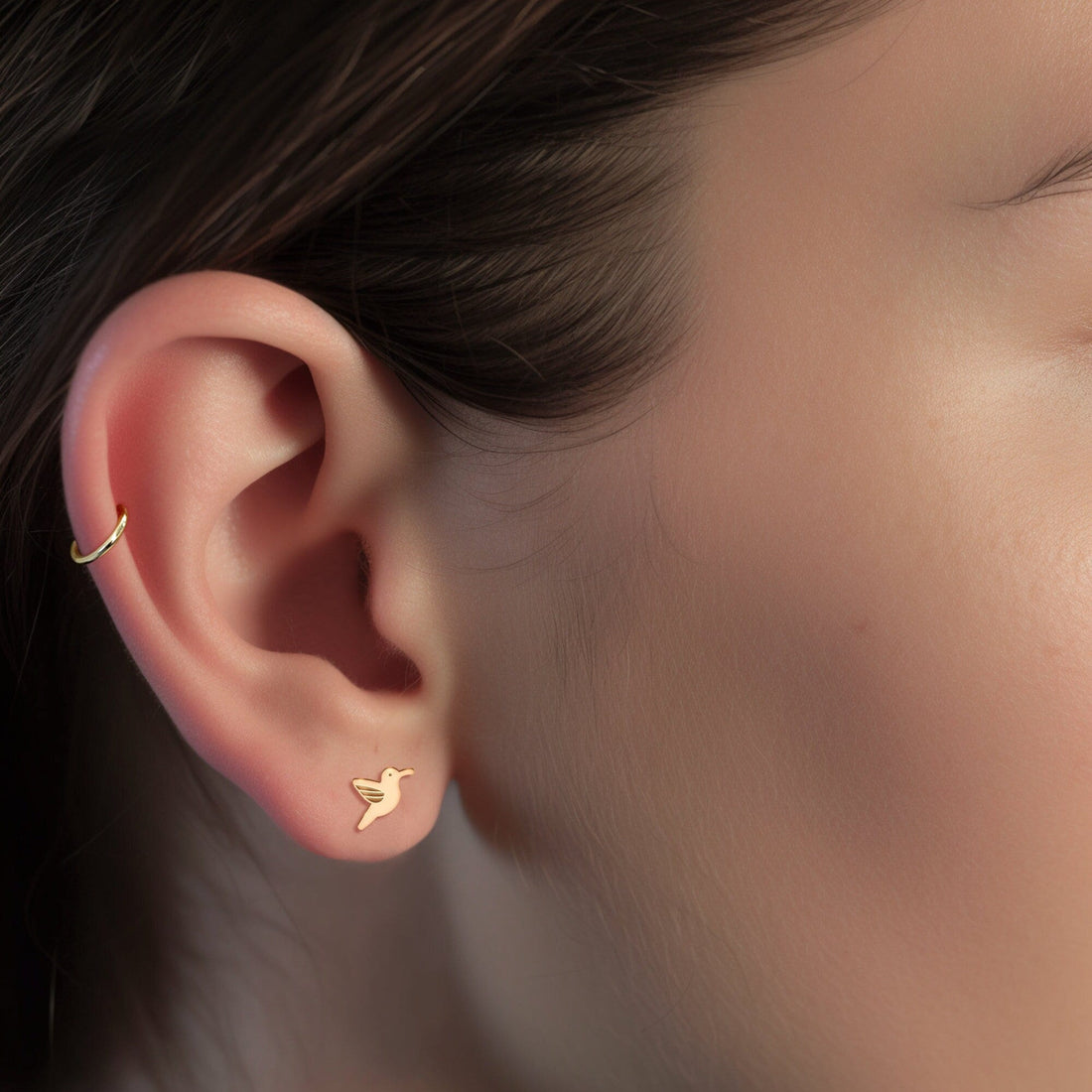 Dainty Hummingbird Stud Earrings